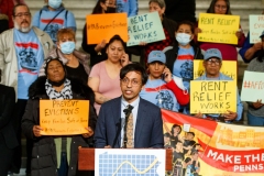 April 11, 2022: Senator Nikil Saval joins Keystone Research Center and others to call for the end of evictions and to expand emergency rental assistance.