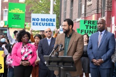 May 12, 2022: Senator Saval joins colleagues for a  “No More Excuses” education funding rally outside the more than century-old Francis Scott Key Elementary School in South Philadelphia today to demand Harrisburg use a record $8 billion revenue surplus to address school funding disparities.