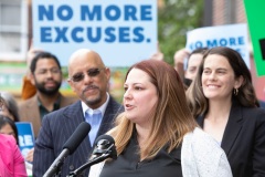 May 12, 2022: Senator Saval joins colleagues for a  “No More Excuses” education funding rally outside the more than century-old Francis Scott Key Elementary School in South Philadelphia today to demand Harrisburg use a record $8 billion revenue surplus to address school funding disparities.