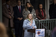 February 2, 2024: Senator Nikil Saval hosts a press conference with Office of the Allegheny County Executive Sara Innamorato, U.S. Rep. Summer Lee, Senator Jay Costa, Senator Lindsey Williams, Senator Katie Muth, Rep. Jessica Benham, ACTION-Housing, and homeowners and community members prior to Senate Democratic Policy hearing on the Whole-Home Repairs Program: Updates from Year.