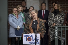 February 2, 2024: Senator Nikil Saval hosts a press conference with Office of the Allegheny County Executive Sara Innamorato, U.S. Rep. Summer Lee, Senator Jay Costa, Senator Lindsey Williams, Senator Katie Muth, Rep. Jessica Benham, ACTION-Housing, and homeowners and community members prior to Senate Democratic Policy hearing on the Whole-Home Repairs Program: Updates from Year.