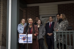 February 2, 2024: Senator Nikil Saval hosts a press conference with Office of the Allegheny County Executive Sara Innamorato, U.S. Rep. Summer Lee, Senator Jay Costa, Senator Lindsey Williams, Senator Katie Muth, Rep. Jessica Benham, ACTION-Housing, and homeowners and community members prior to Senate Democratic Policy hearing on the Whole-Home Repairs Program: Updates from Year.