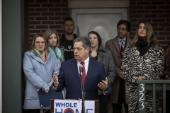 February 2, 2024: Senator Nikil Saval hosts a press conference with Office of the Allegheny County Executive Sara Innamorato, U.S. Rep. Summer Lee, Senator Jay Costa, Senator Lindsey Williams, Senator Katie Muth, Rep. Jessica Benham, ACTION-Housing, and homeowners and community members prior to Senate Democratic Policy hearing on the Whole-Home Repairs Program: Updates from Year.