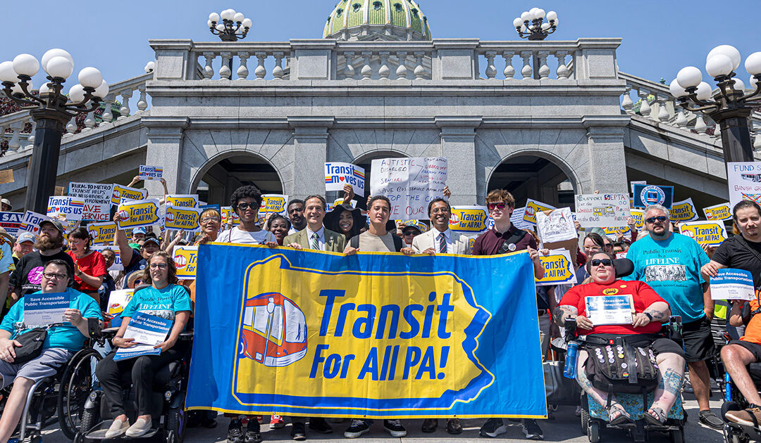 Hundreds of transit riders, advocates, labor leaders, and businesses convened at the state Capitol to rally for full funding for transit across Pennsylvania.